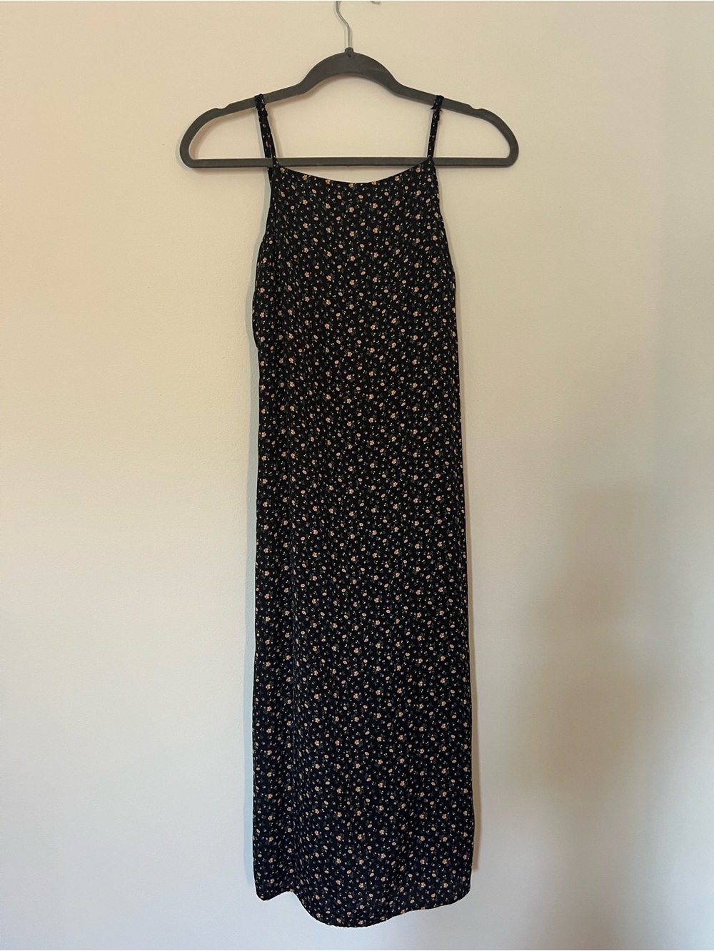 Black Floral Spaghetti-Strap Maxi Dress